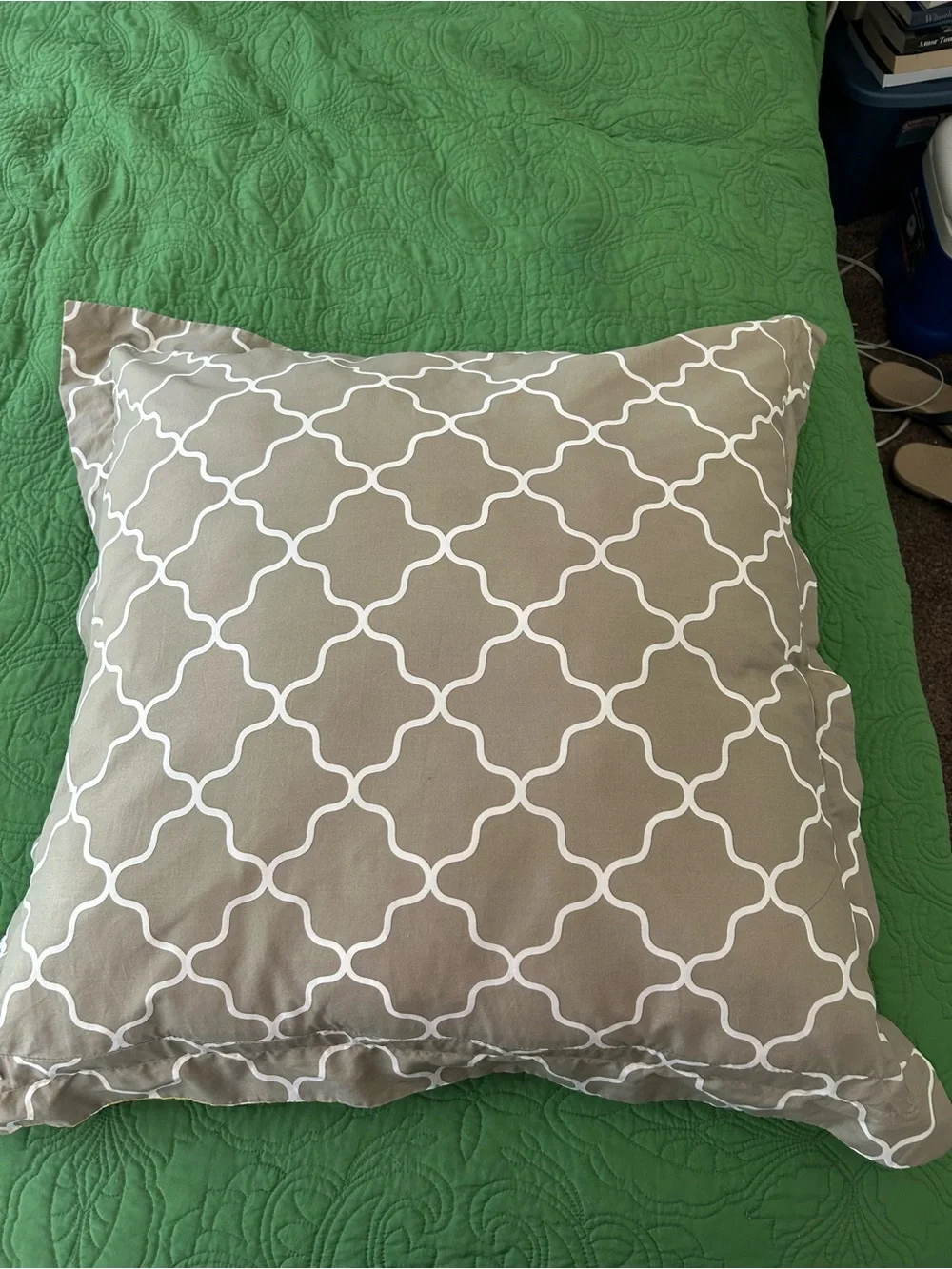 Happy chic by Jonathan Adler large two sided throw pillow, yellow, and gray, 28”